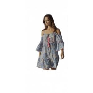 Miss June Paris Dress Paisly Neon Embroidery Tassels Bell Sleeves Size Medium